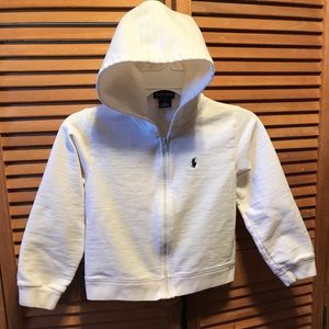 Ralph Lauren Off White Cropped Hooded Sweatshirt